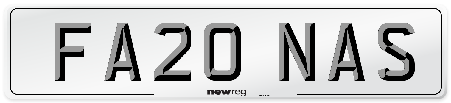 FA20 NAS Number Plate from New Reg